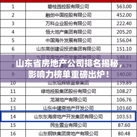 山東省房地產(chǎn)公司排名揭秘，影響力榜單重磅出爐！